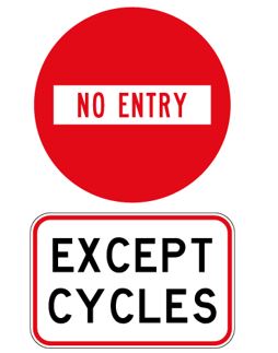 Contra-flow cycling sign